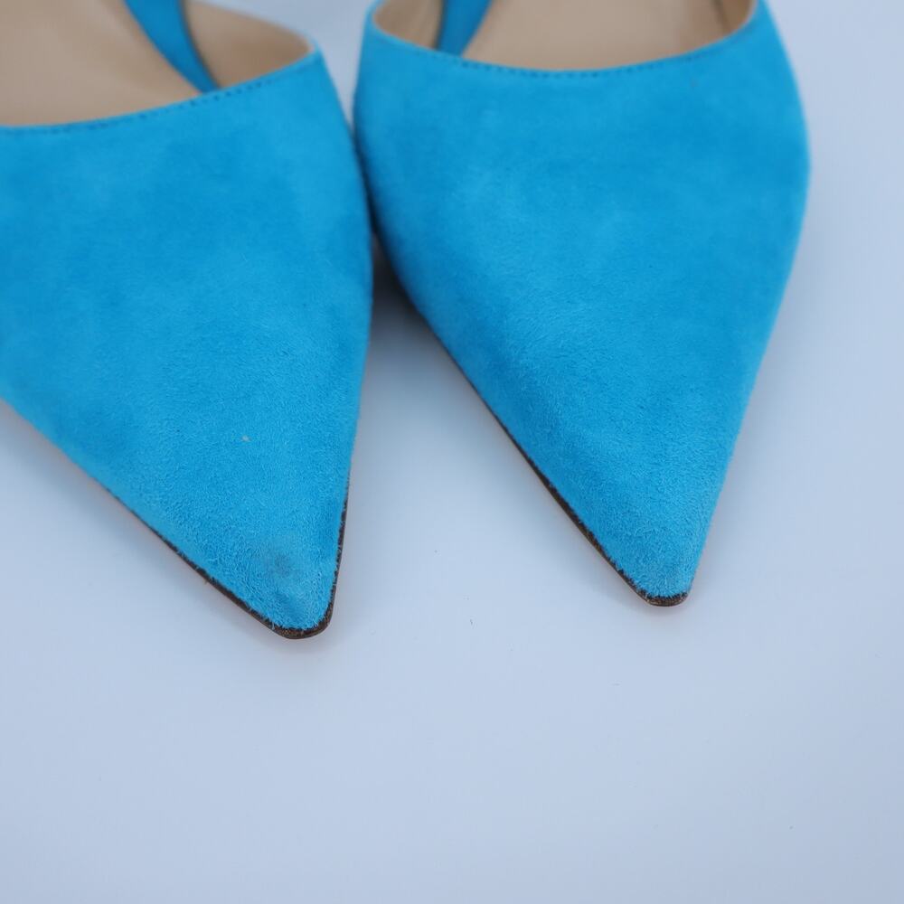 MARION PARKE Classic Suede Slingback Heel Sky Blue Pointed Toe Women's 41/US 11 - Picture 2 of 7
